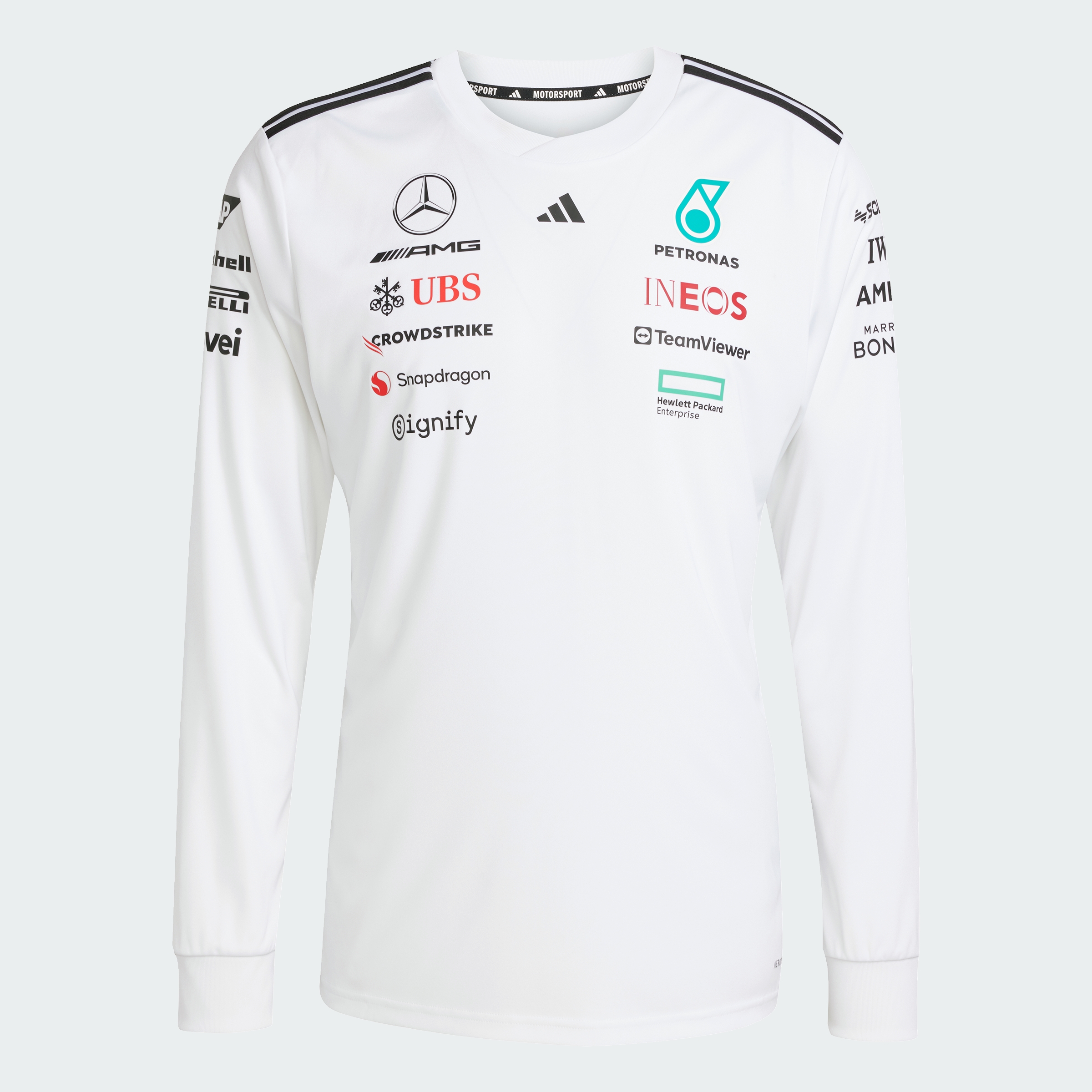 Foto 3 pulgar | Playera Oficial Blanca Manga Larga De Piloto Mercedes - Amg Petronas F1 Team Adidas Blanco Hombre