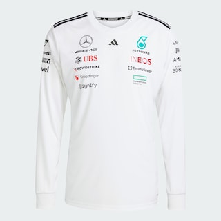 Foto 2 | Playera Oficial Blanca Manga Larga De Piloto Mercedes - Amg Petronas F1 Team Adidas Blanco Hombre