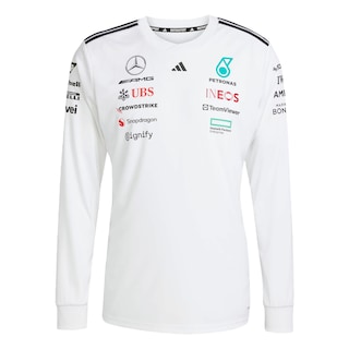 Foto 1 | Playera Oficial Blanca Manga Larga De Piloto Mercedes - Amg Petronas F1 Team Adidas Blanco Hombre