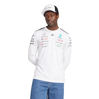 Foto 2 | Playera Oficial Blanca Manga Larga De Piloto Mercedes - Amg Petronas F1 Team Adidas Blanco Hombre