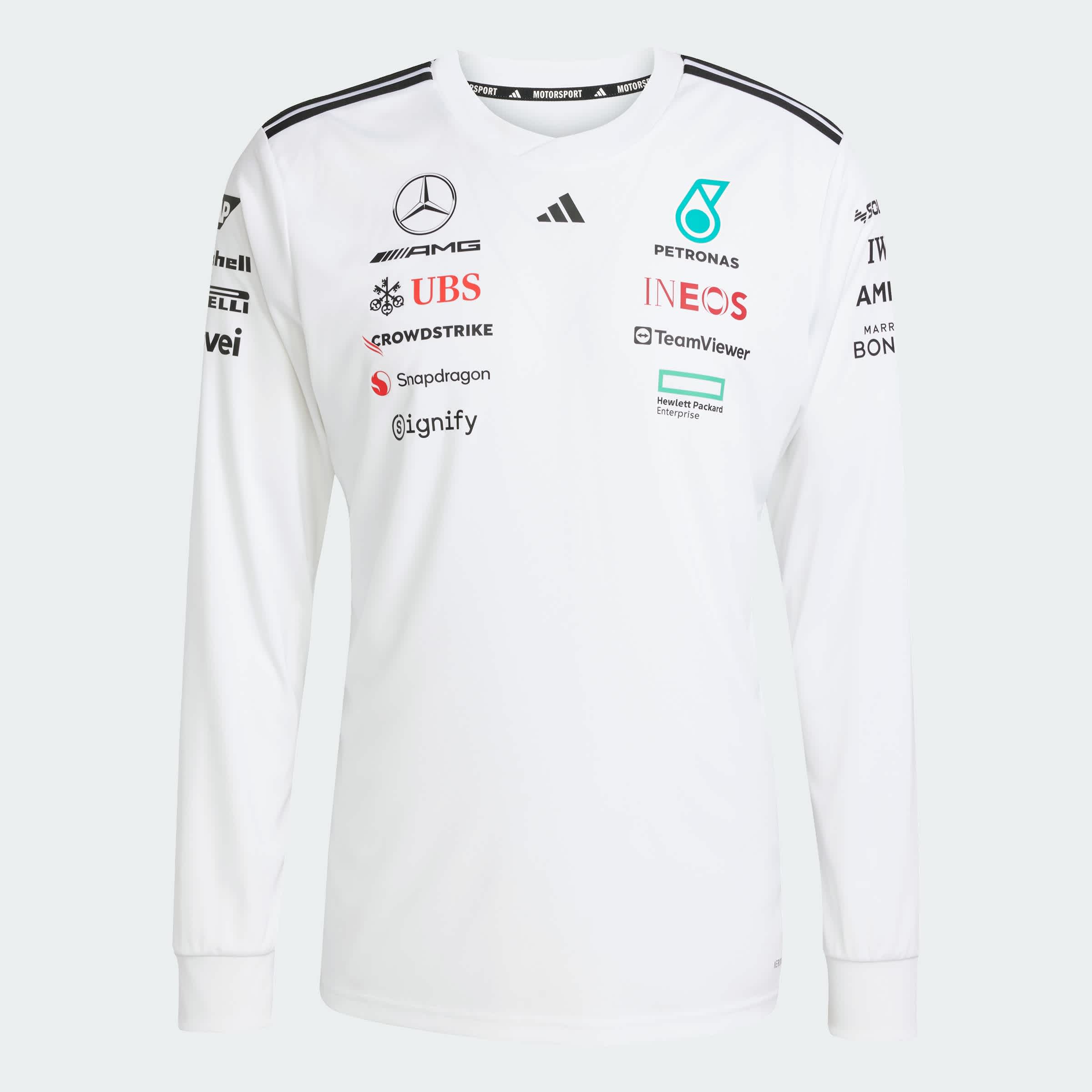 Foto 4 pulgar | Playera Oficial Blanca Manga Larga De Piloto Mercedes - Amg Petronas F1 Team Adidas Blanco Hombre