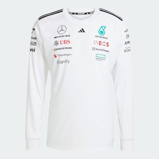 Foto 3 | Playera Oficial Blanca Manga Larga De Piloto Mercedes - Amg Petronas F1 Team Adidas Blanco Hombre