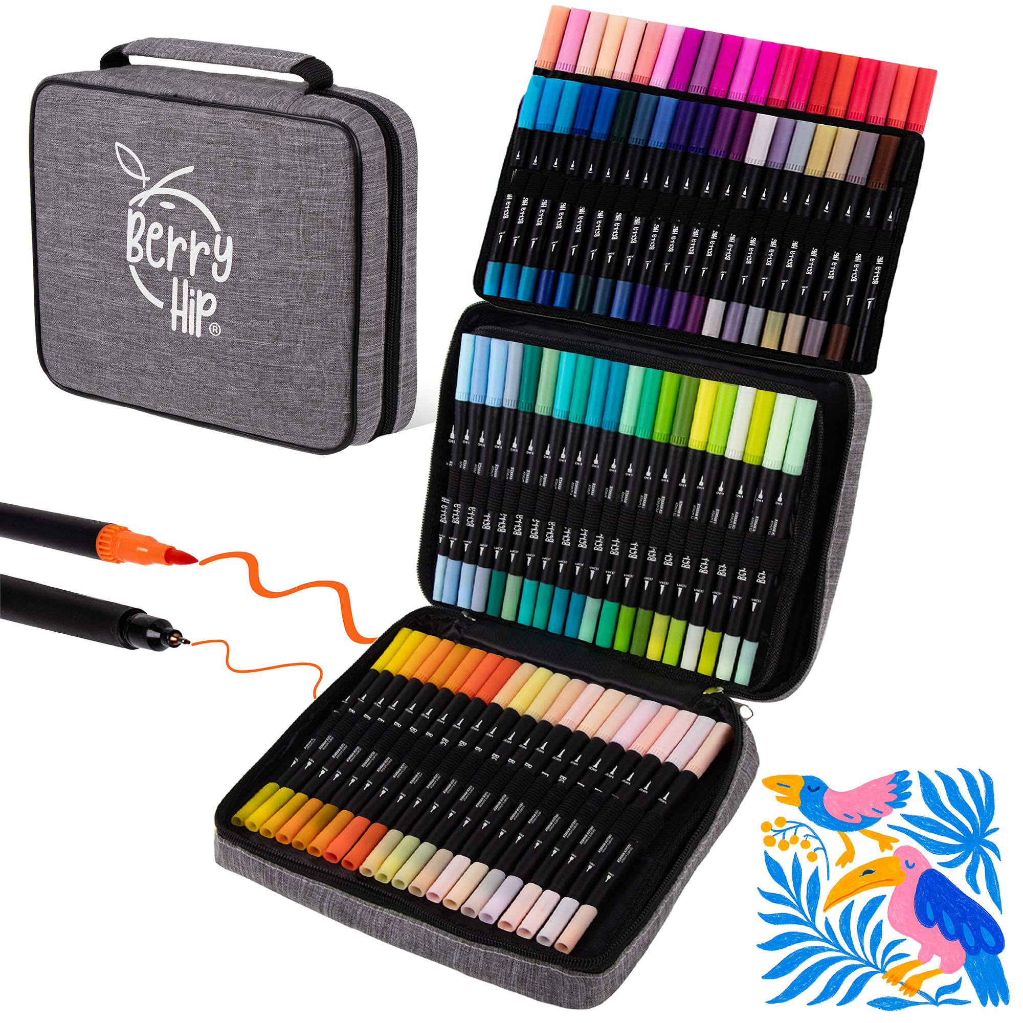 Foto 1 | Berry Hip Set De Marcadores Doble Punta 0.4 Mm Y Pincel 1-4 Mm  Colores Surtidos  Ideal Lettering Y Dibujo (120 Piezas)