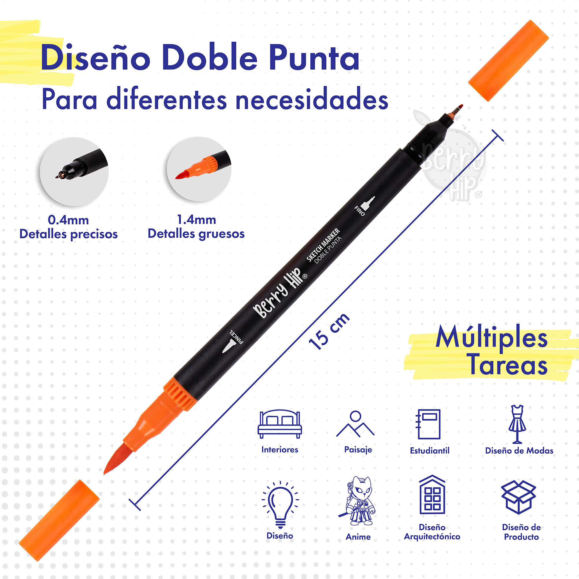 Foto 4 pulgar | Berry Hip Set De Marcadores Doble Punta 0.4 Mm Y Pincel 1-4 Mm  Colores Surtidos  Ideal Lettering Y Dibujo (120 Piezas)