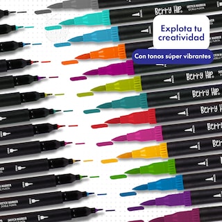 Foto 4 | Berry Hip Set De Marcadores Doble Punta 0.4 Mm Y Pincel 1-4 Mm Colores Surtidos Ideal Lettering Y Dibujo (120 Piezas)
