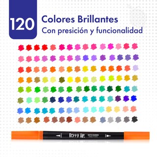 Foto 7 | Berry Hip Set De Marcadores Doble Punta 0.4 Mm Y Pincel 1-4 Mm Colores Surtidos Ideal Lettering Y Dibujo (120 Piezas)