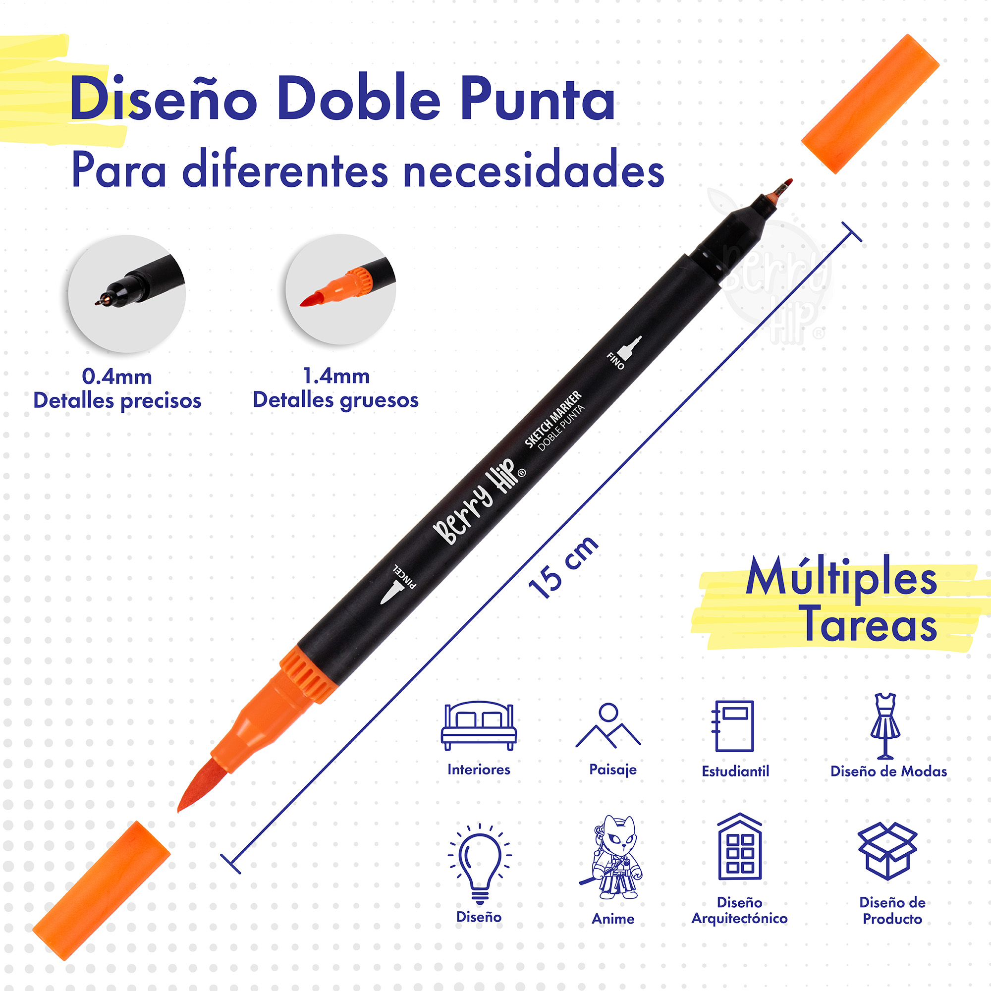 Foto 4 pulgar | Berry Hip Set De Marcadores Doble Punta 0.4 Mm Y Pincel 1-4 Mm  Colores Surtidos  Ideal Lettering Y Dibujo (80 Piezas)