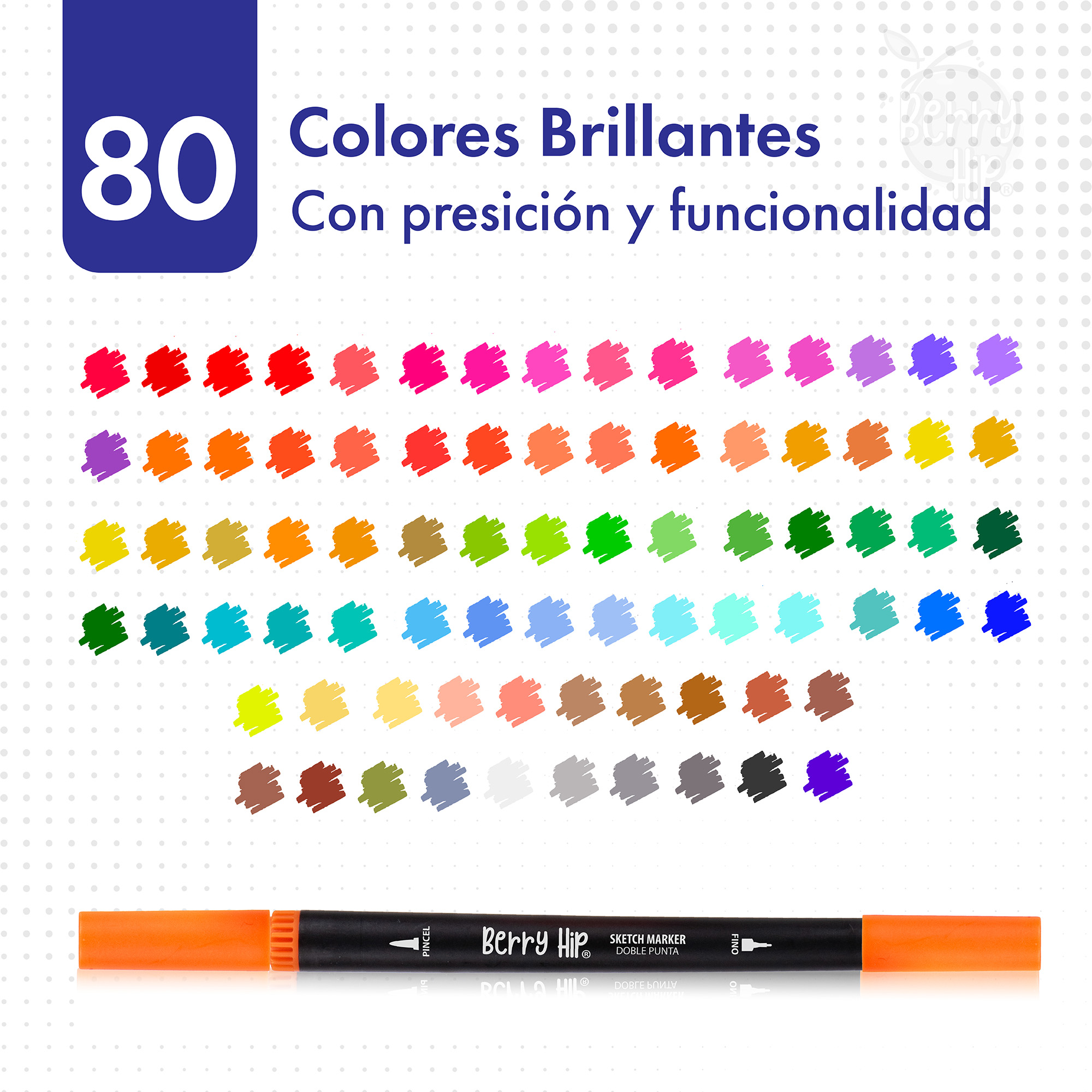 Foto 6 pulgar | Berry Hip Set De Marcadores Doble Punta 0.4 Mm Y Pincel 1-4 Mm  Colores Surtidos  Ideal Lettering Y Dibujo (80 Piezas)