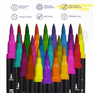 Foto 2 | Berry Hip Set De Marcadores Doble Punta 0.4 Mm Y Pincel 1-4 Mm Colores Surtidos Ideal Lettering Y Dibujo (100 Piezas)
