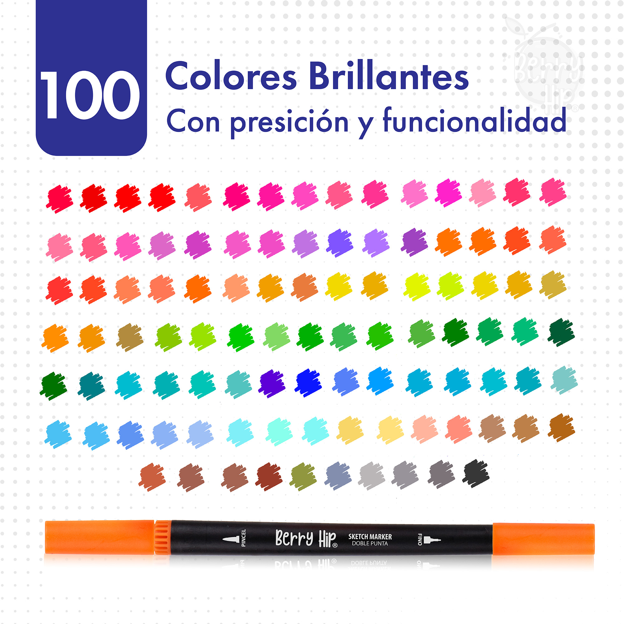 Foto 8 pulgar | Berry Hip Set De Marcadores Doble Punta 0.4 Mm Y Pincel 1-4 Mm  Colores Surtidos  Ideal Lettering Y Dibujo (100 Piezas)