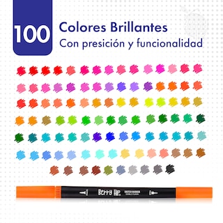 Foto 7 | Berry Hip Set De Marcadores Doble Punta 0.4 Mm Y Pincel 1-4 Mm Colores Surtidos Ideal Lettering Y Dibujo (100 Piezas)