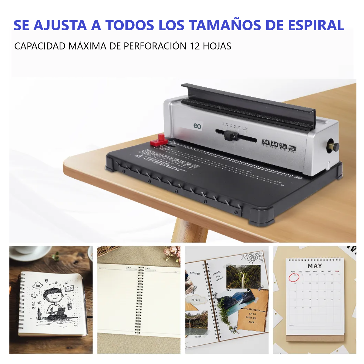 Foto 4 pulgar | Encuadernadora Espiral 34 Hoyos A4 Eo Safe Imports Esi-19054 Plata