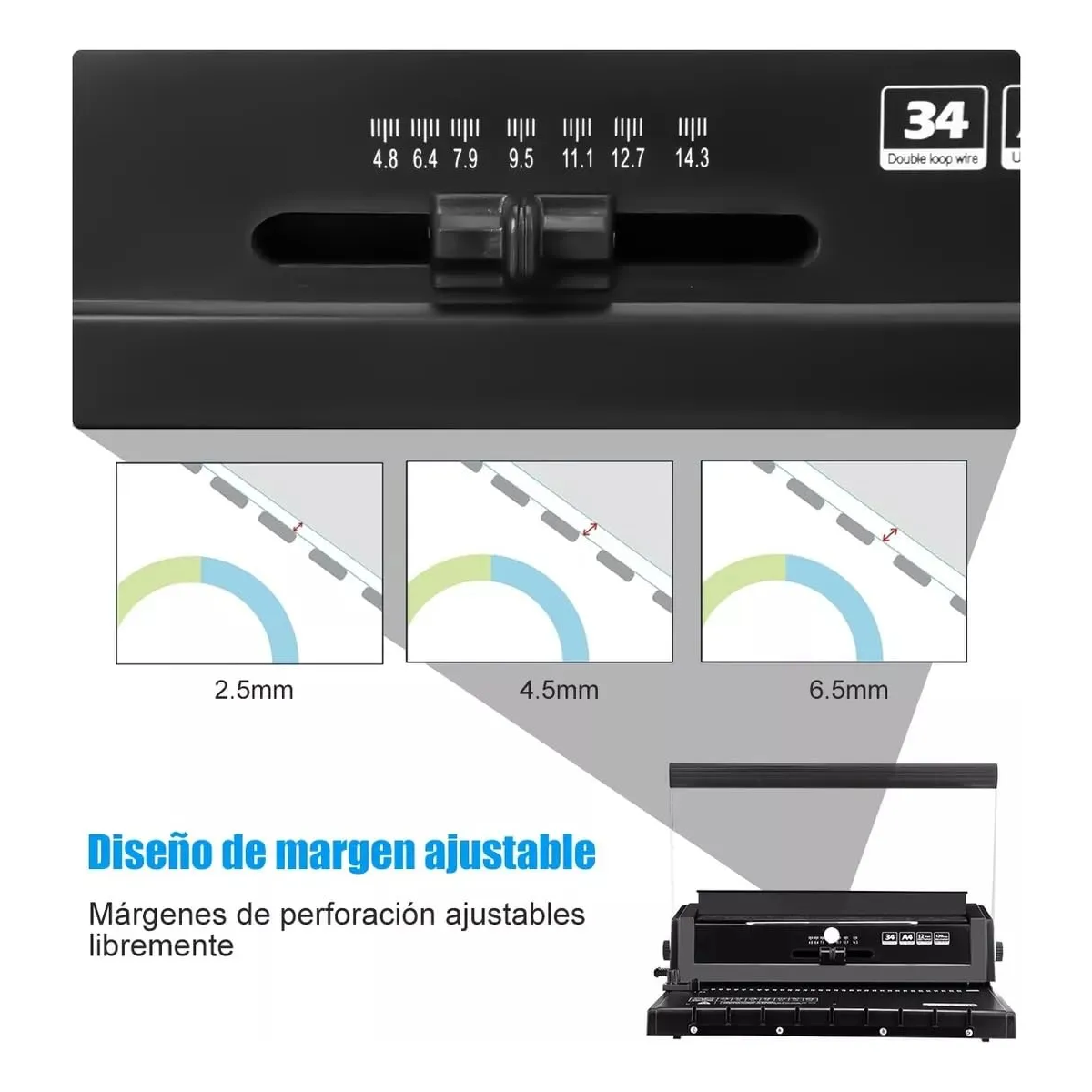 Foto 3 | Máquina De Encuadernación Manual A4 Con 34 Agujeros Eo Safe Imports Esi-19055 Negro