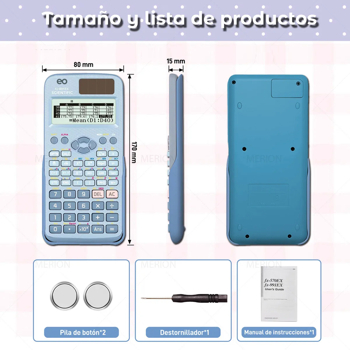 Foto 3 pulgar | Calculadora Cientifica Y Ingeniería Funciones Eo Safe Imports Esi-19803 Azul