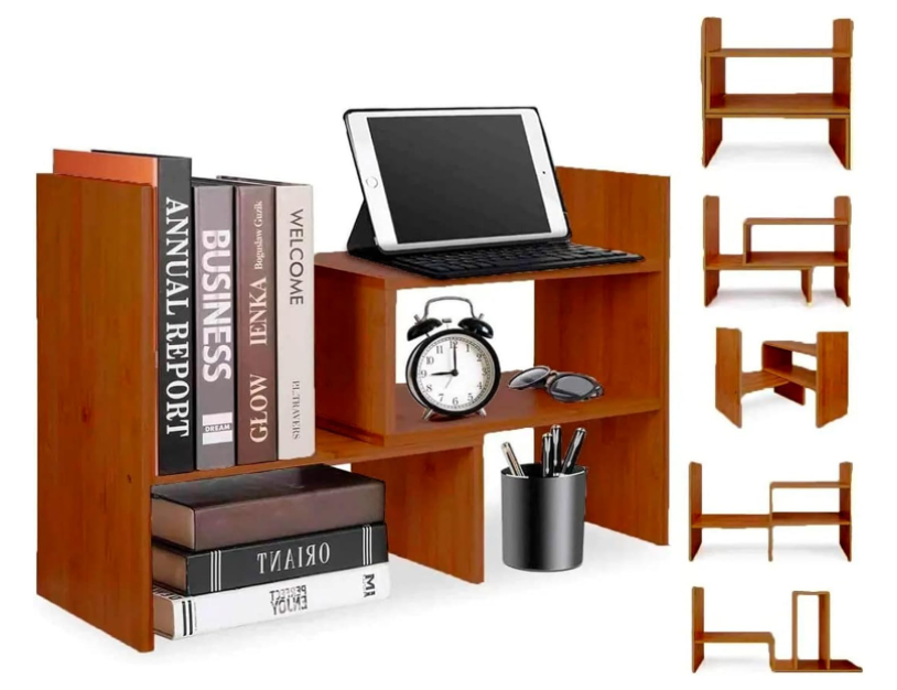 Organizador De Escritorio Extensible Con 2 Piezas Ajustables 3 Niveles De Organización Café Oscuro Bluelander