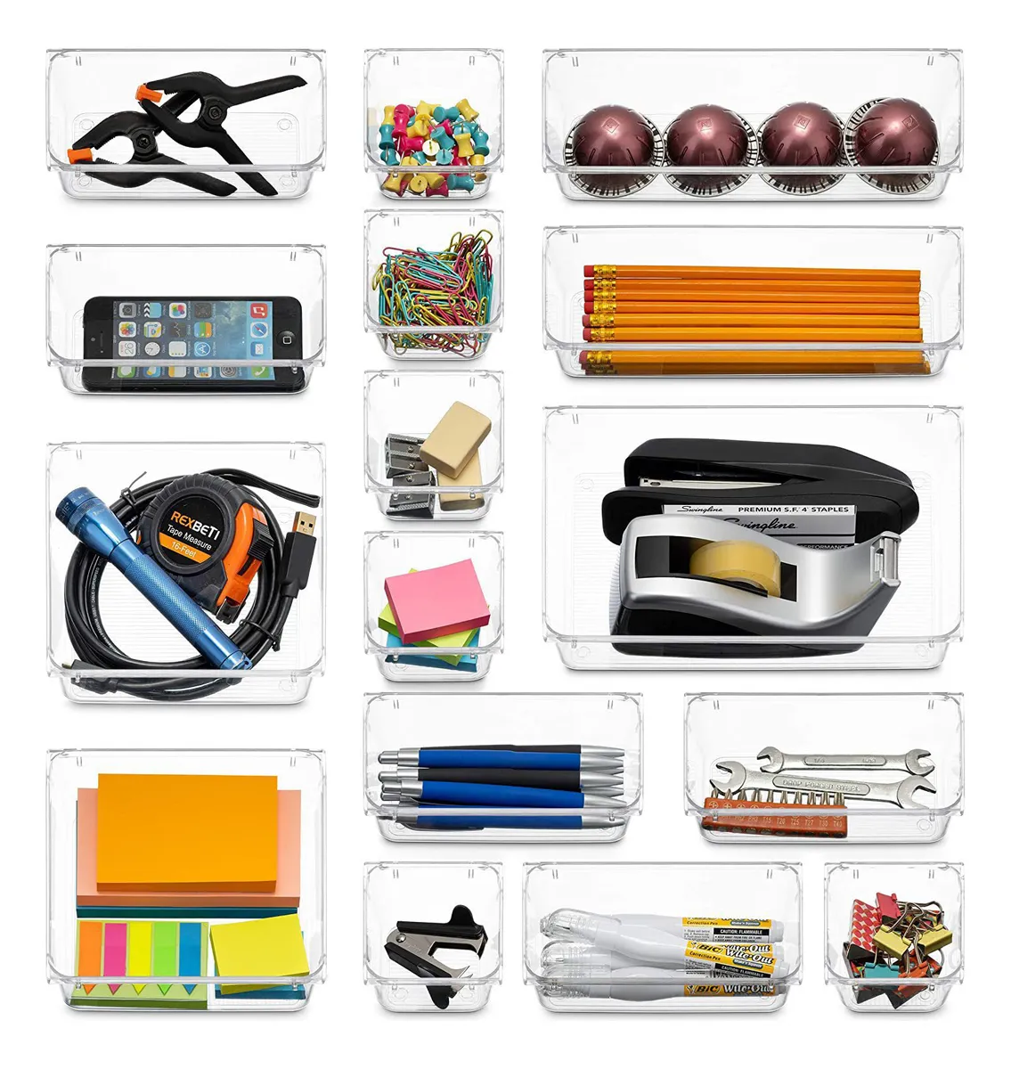 Foto 5 pulgar | 25pcs Organizador De Cajones  Belug Escritorio Transparente Oficina Transparente