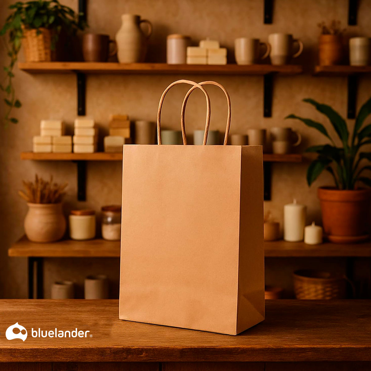Foto 2 | Kit De Bolsas De Papel Kraft  Bolsa De Regalo  Capacidad De Carga 3 Kg bluelander (café)