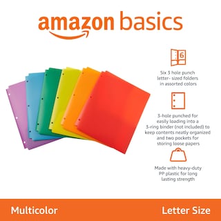 Foto 2 | Carpetas Perforadas Amazon Basics de 6 Piezas-Venta Internacional