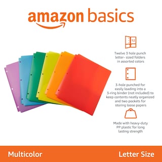 Foto 2 | Carpetas Perforadas Amazon Basics de 12 Piezas-Venta Internacional