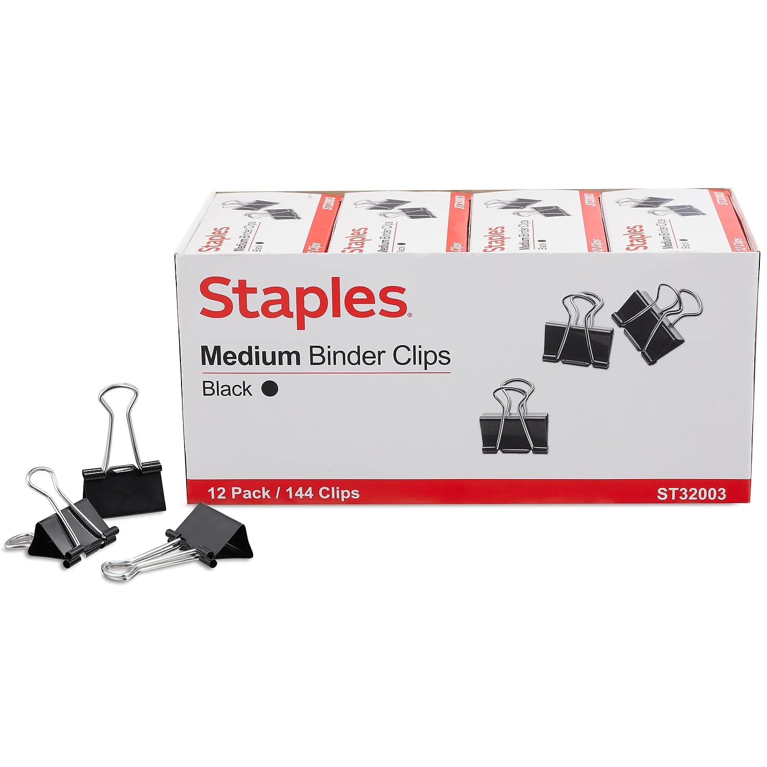 Foto 2 pulgar | Binder Clips Staples 395200, Negro Mediano, 32 Mm, 144 Unidades, Paquete - Venta Internacional.