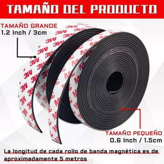 Foto 2 | 2pzs Tira Cinta Magnetica Adherible Rollo Ancho 1.5 Cm Y 3cm Eo Safe Imports Esi-15511 Gris
