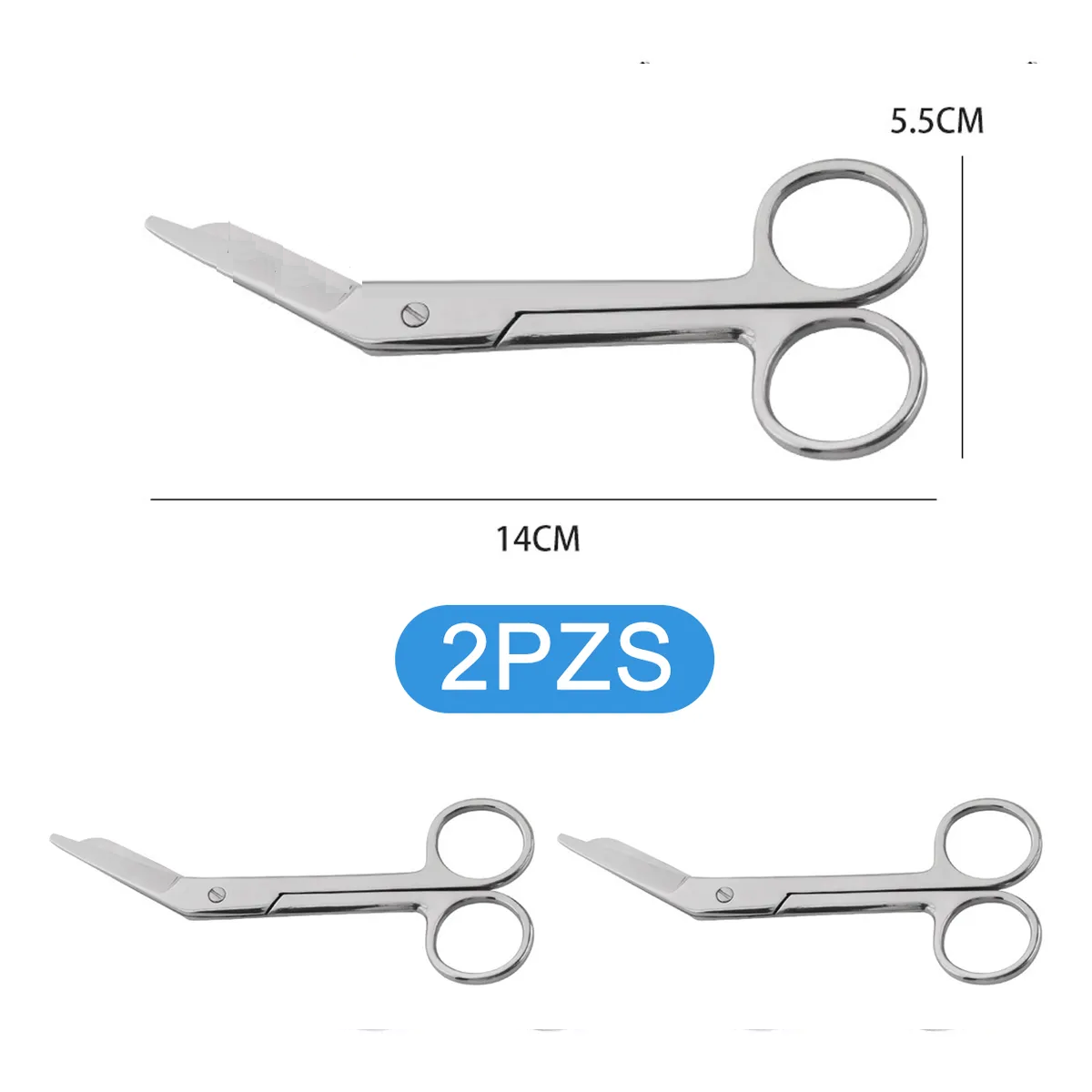 Foto 4 | 2pzs Tijera De Boton Belug  Acero Inox Para Uso Rudo Médico 14cm Plata