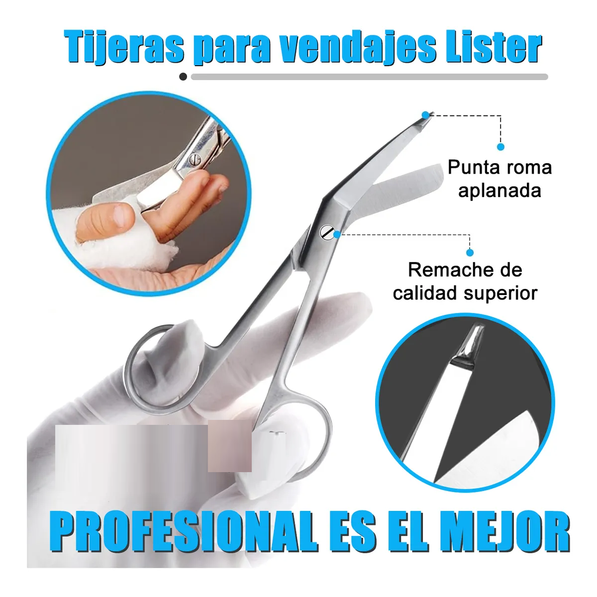 Foto 6 pulgar | 2pzs Tijera De Boton Belug  Acero Inox Para Uso Rudo Médico 14cm Plata