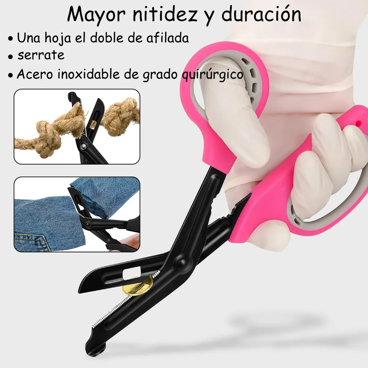 Foto 5 pulgar | Tijeras De Botones Belug  Uso Rudo Acero Inox Hospital Merceria 2pc Negro Rosa