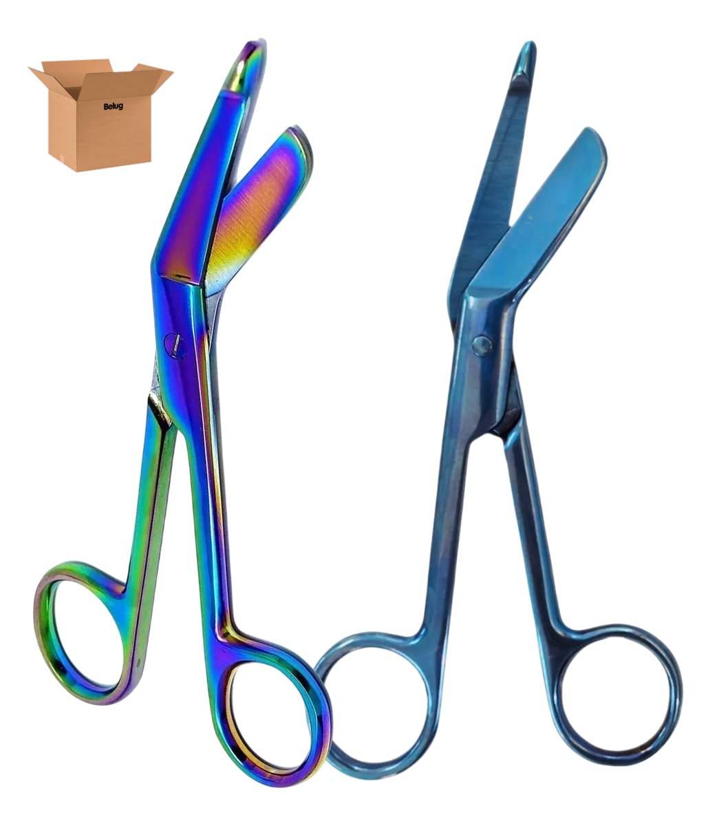 Tijeras De Boton Belug  De Care Acero Inox Tijeras Escolare 2pcs Azul