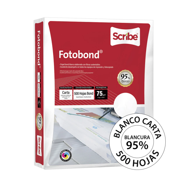 Foto 2 pulgar | Papel Bond Scribe Fotobond Carta 75 Gr - 500 Hojas