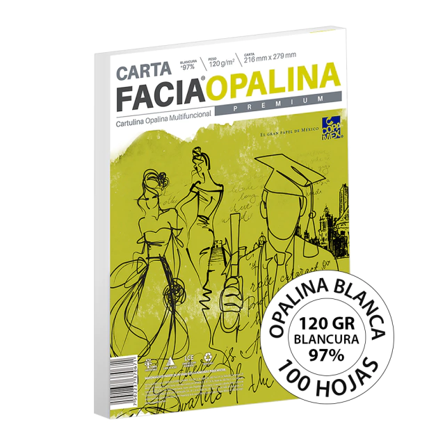 Foto 2 pulgar | Opalina Blanca Carta 120 Gr - 100 Hojas