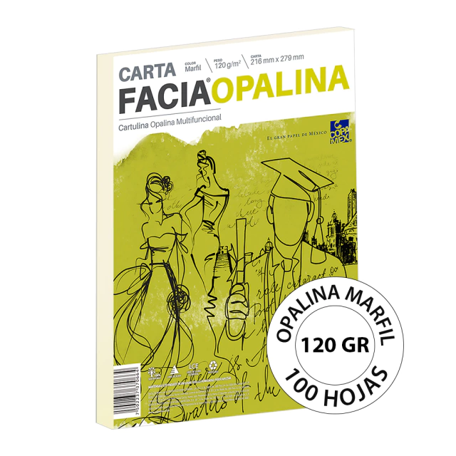 Foto 2 pulgar | Opalina Delgada Marfil Carta 120 Gr 100 Hojas