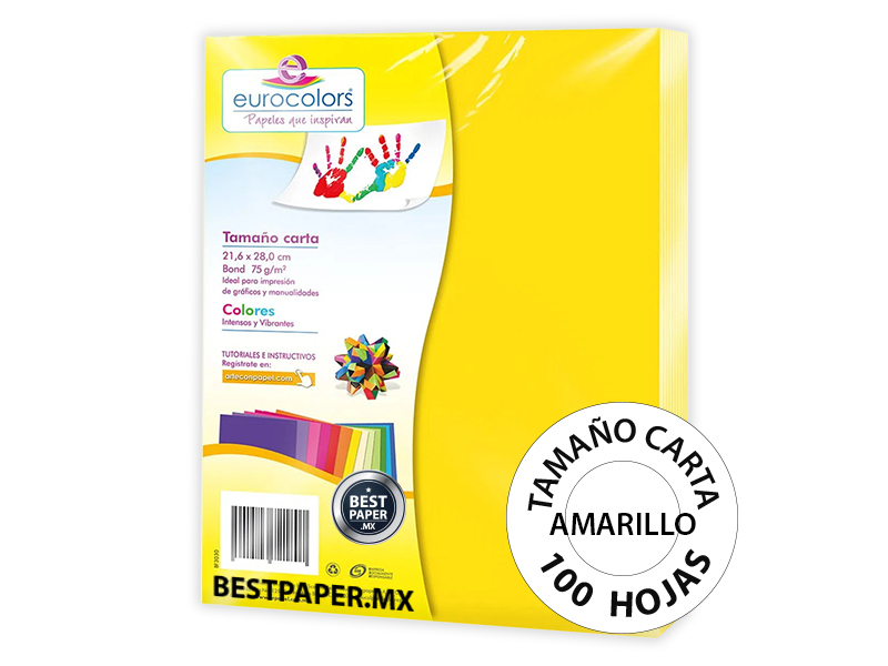 Foto 2 pulgar | Papel Bond Eurocolors Tamaño Carta Amarillo 75 g - 100 Hojas