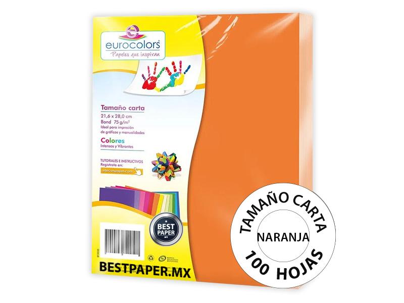 Foto 2 pulgar | Papel Bond Eurocolors Tamaño Carta Naranja Zanahoria  75 g - 100 Hojas