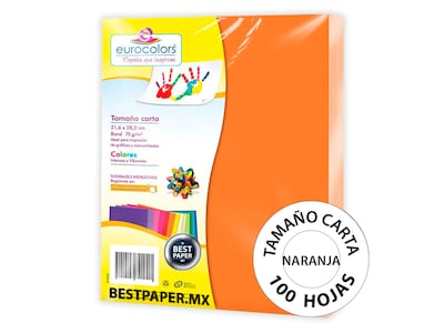 Foto 1 | Papel Bond Eurocolors Tamaño Carta Naranja Zanahoria 75 g - 100 Hojas