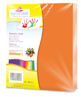 Foto 1 | Papel Bond Eurocolors Carta Naranja Vibrante 75 Gr - 100 Hojas