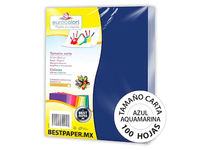 Foto 1 | Papel Bond Eurocolors Tamaño Carta Azul Aquamarina 75 g - 100 Hojas