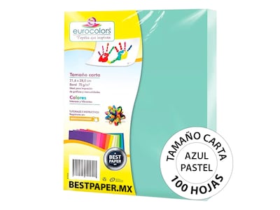 Foto 1 | Papel Bond Eurocolors Tamaño Carta Azul Pastel 75 g - 100 Hojas