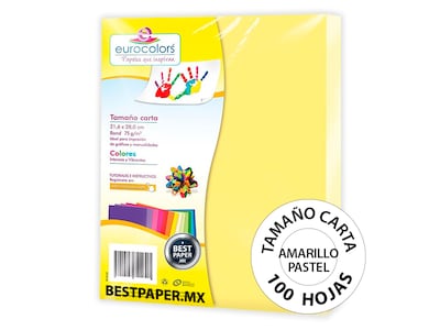 Foto 1 | Papel Bond Eurocolors Carta Amarillo Pastel 75 Gr - 100 Hojas