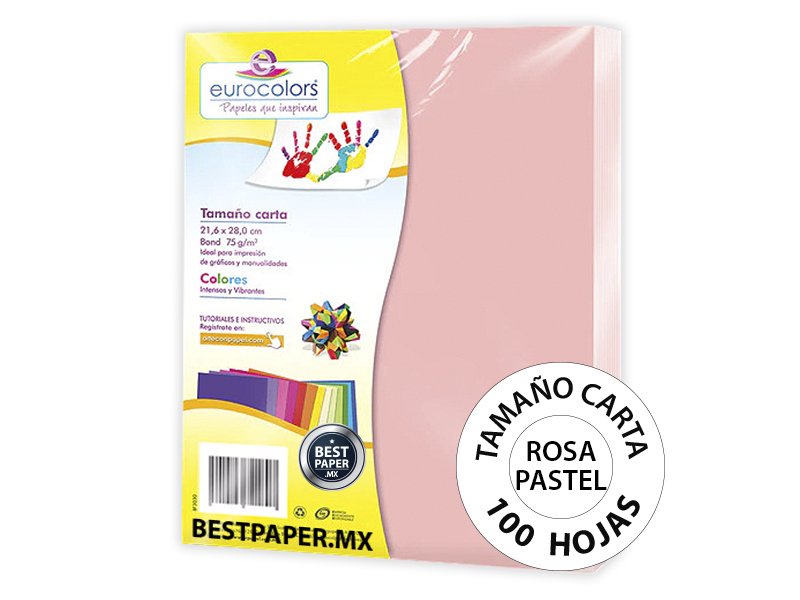 Foto 2 pulgar | Papel Bond Eurocolors Carta Rosa Pastel 75 Gr - 100 Hojas