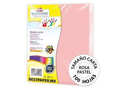 Foto 1 | Papel Bond Eurocolors Carta Rosa Pastel 75 Gr - 100 Hojas