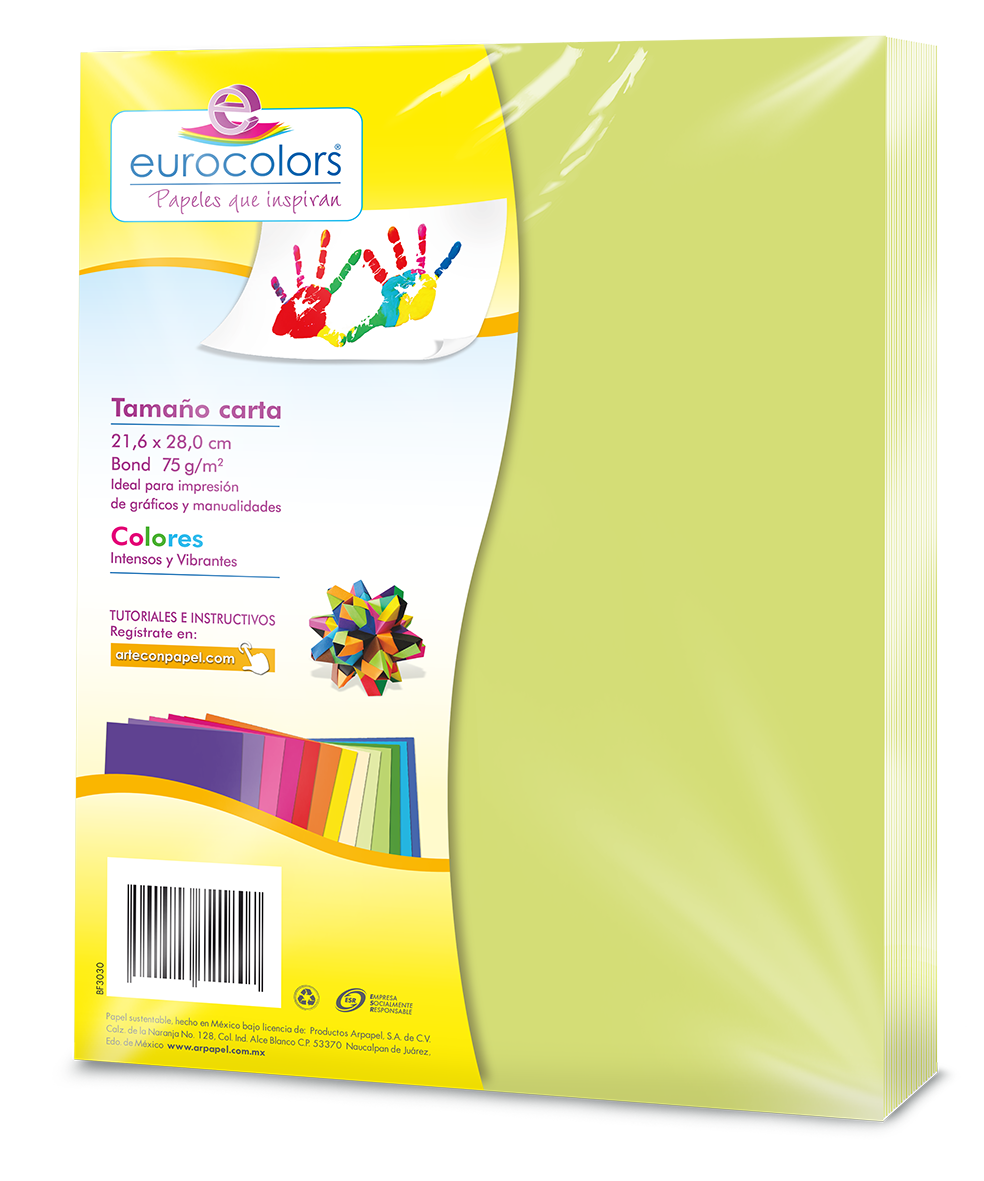 Foto 2 pulgar | Papel Bond Eurocolors Carta Verde Pastel 75 Gr - 100 Hojas