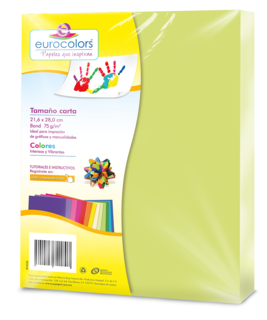 Foto 1 | Papel Bond Eurocolors Carta Verde Pastel 75 Gr - 100 Hojas