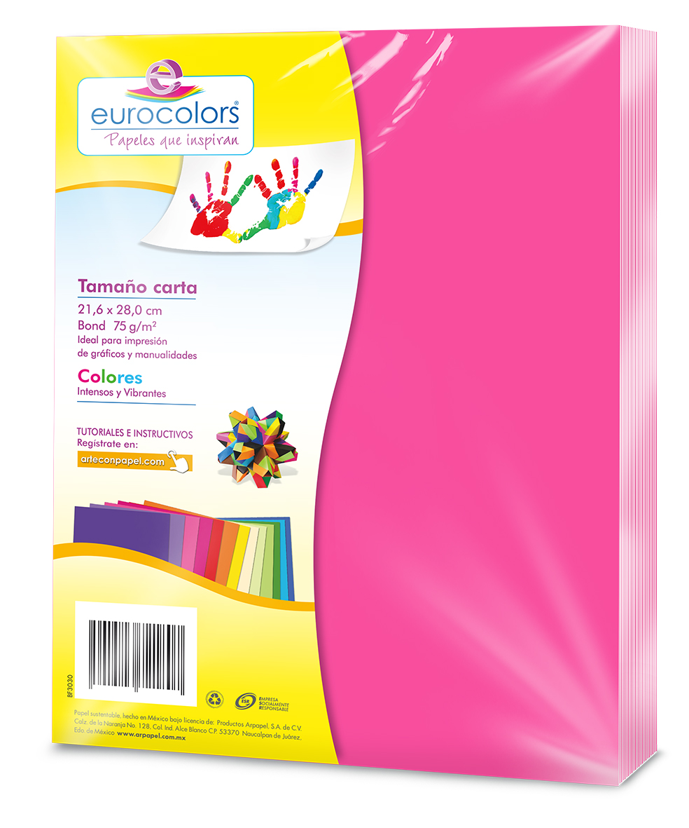 Foto 2 pulgar | Papel Bond Eurocolors Carta Rosa Vibrante 75 Gr - 100 Hojas