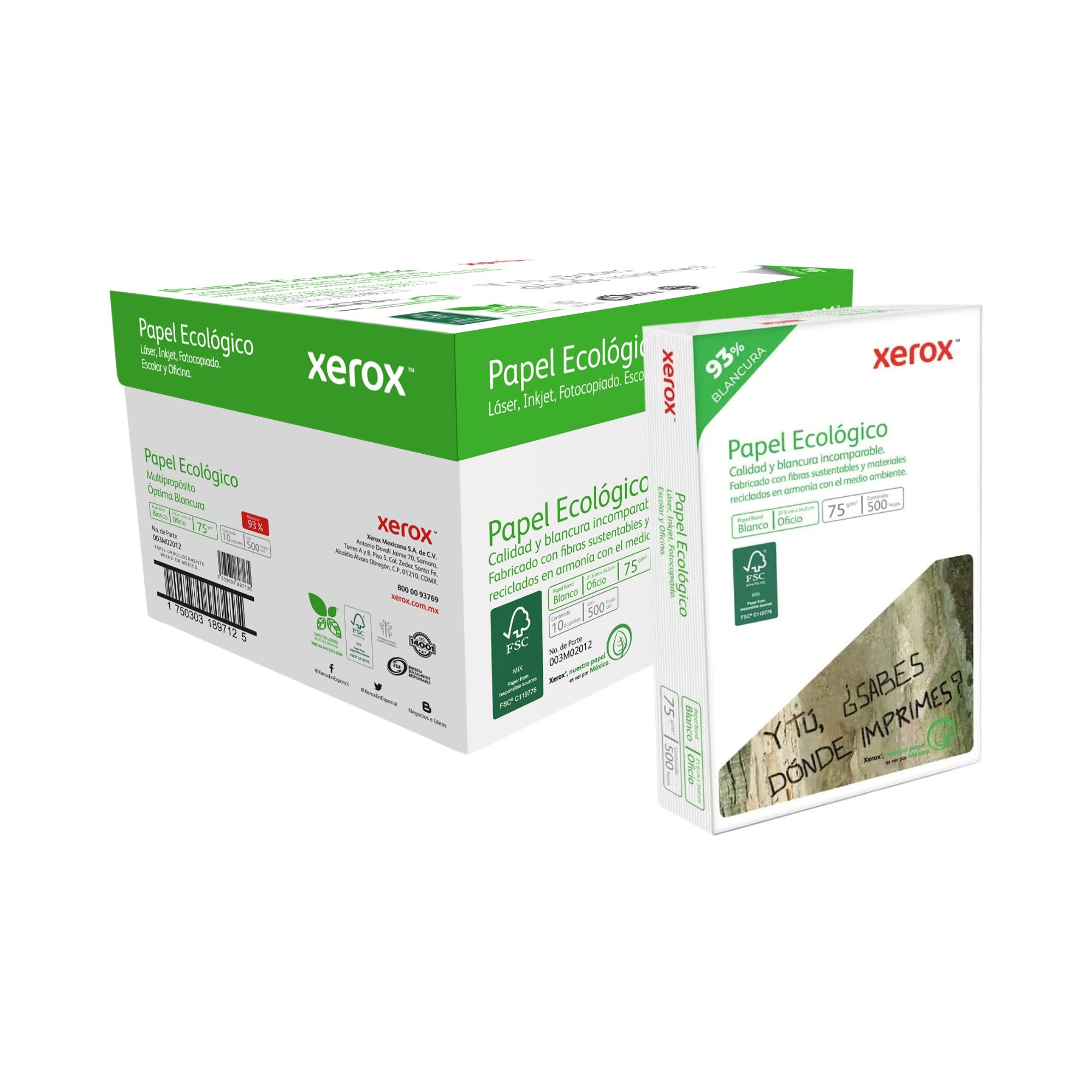 Foto 2 pulgar | Caja De Papel Bond Xerox Ecológico Con 5,000 Hojas, Oficio, 93% Blancura, 75 Gramos
