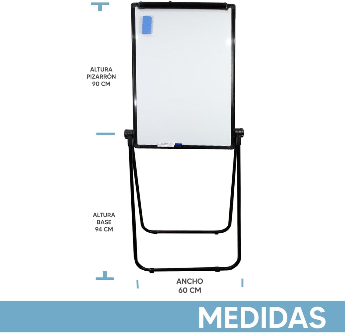 Foto 3 | Pizarrón Magnético Blanco con Base Ajustable | Pintarrón con Superficie Esmaltada 60x90 cm | Ideal para Ofici