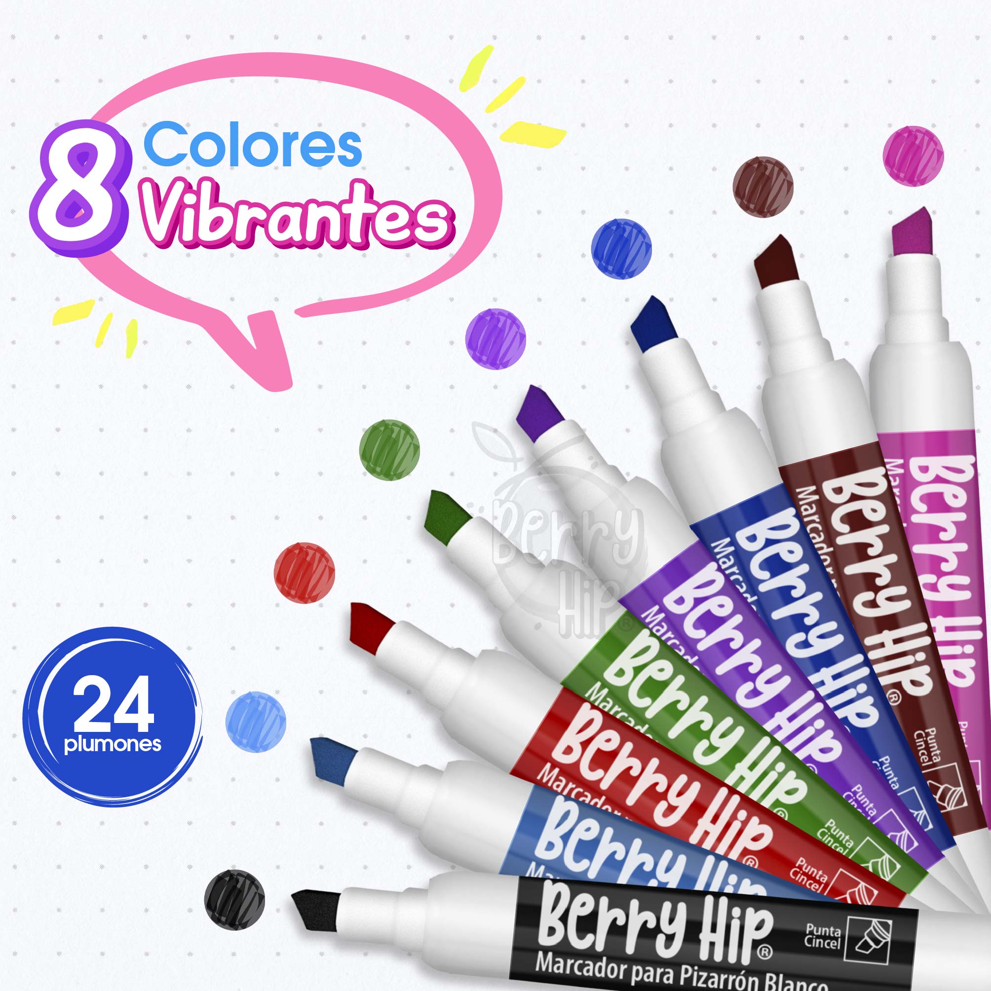 Foto 4 pulgar | Magma Life Set De 24 Marcadores Para Pizarrón Blanco  8 Colores  Borrado Fácil Y Sin Olor