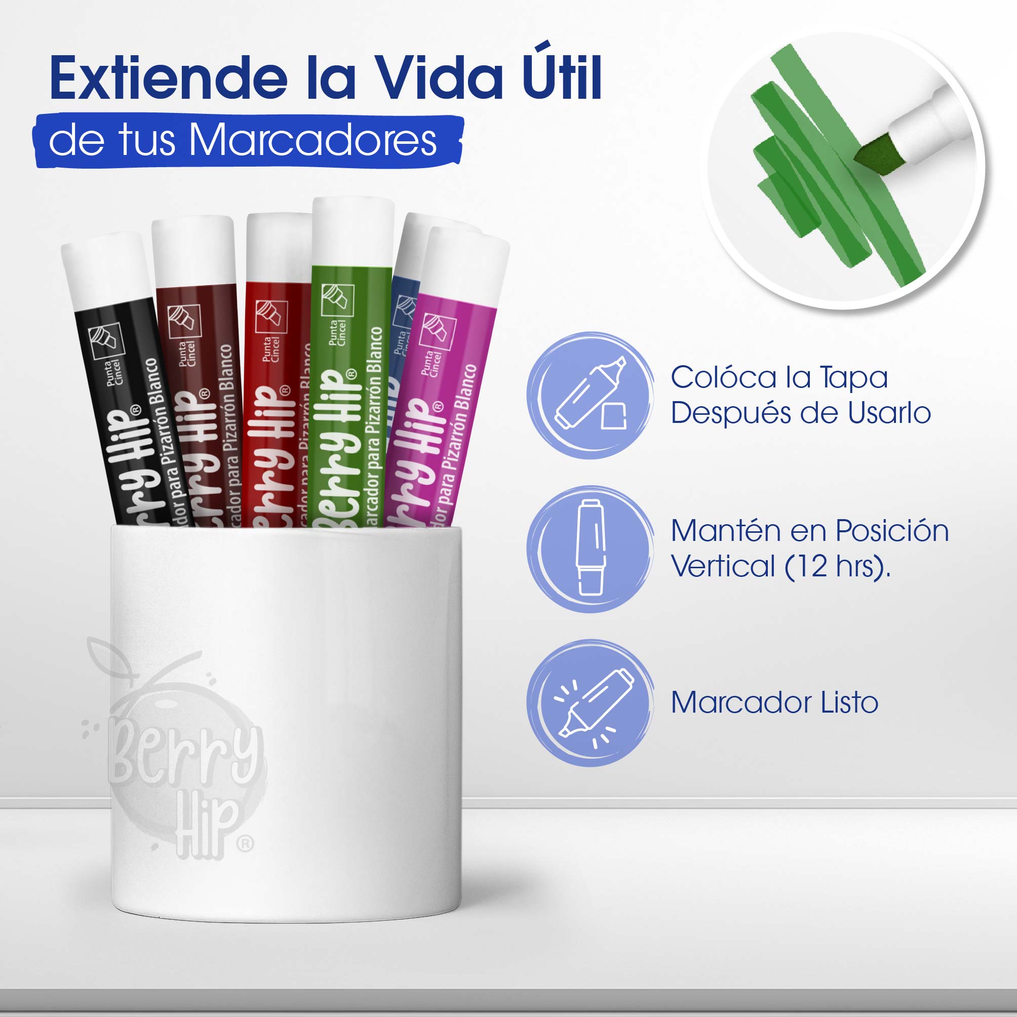 Foto 7 | Magma Life Set De 24 Marcadores Para Pizarrón Blanco  8 Colores  Borrado Fácil Y Sin Olor
