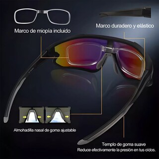 Foto 5 | Gafas Ciclismo Polarizadas Deportivas Protección Uv Eo Safe Imports Esi-13727 Multicolor