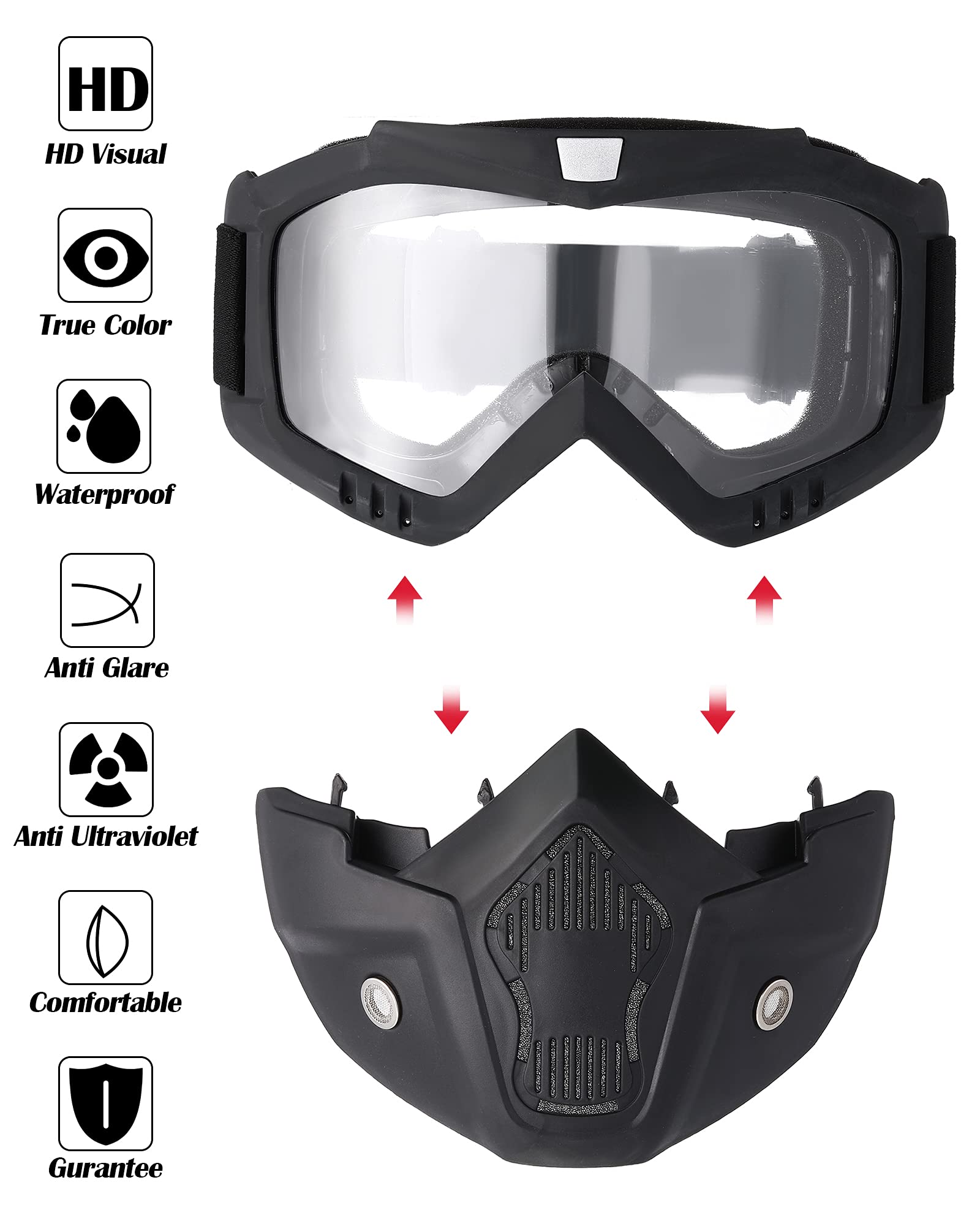 Foto 3 pulgar | Gafas De Moto Frienda Con Cubierta Facial (gris, Transparente) - Venta Internacional.